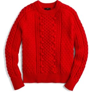 J. Crew Popcorn Cable Knit Red Sweater